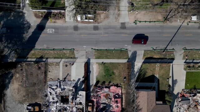 Top Down View of Wildfire Damage in Altadena California Drone Aerial View