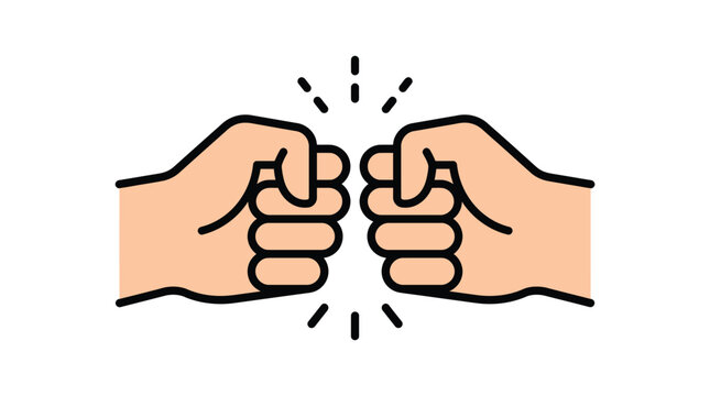 Two hands coming together for a friendly fist bump gesture symbolizing unity and successful teamwork agreement