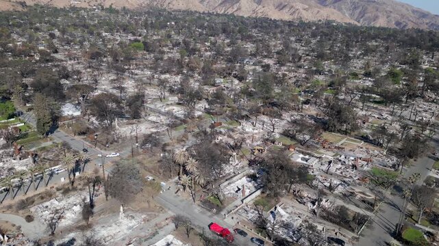 Wildfire Damage in Altadena California Drone Aerial View