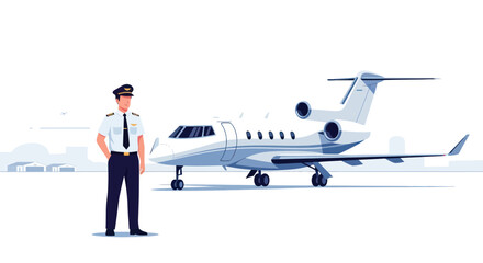 Pilot Standing Next to Private Jet on Tarmac © jungkat