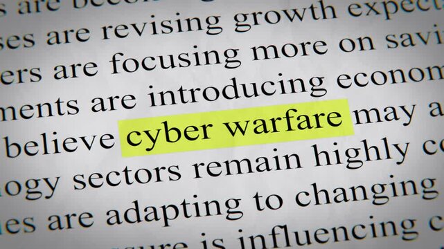 Minimal cinematic of cyber warefare text animation designed for documentary, economic, technology, and news-related storytelling.