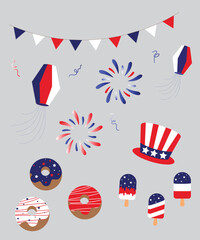 Obraz premium usa independence day elements collection