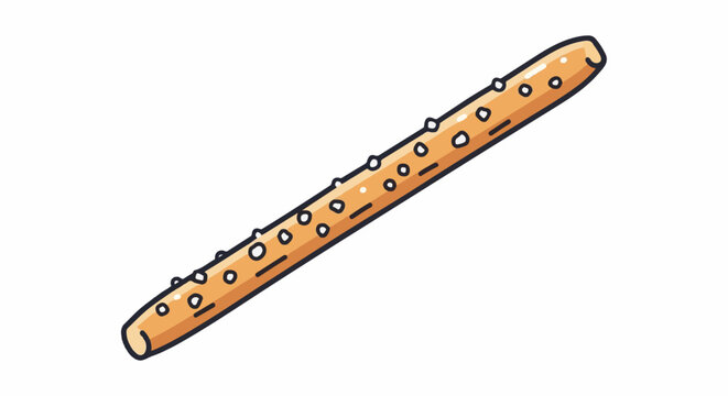 A cartoonish breadstick snack with small circular indentations