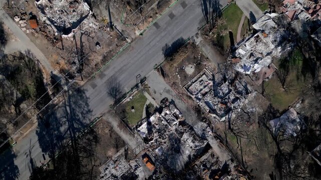 Wildfire Damage in Altadena California Drone Aerial View