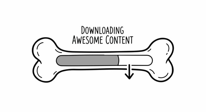 A bone-shaped loading bar indicates content is downloading, with text above