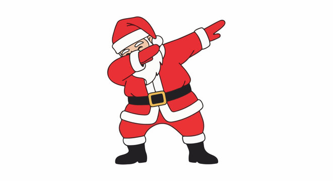 A cartoon Santa Claus is doing a dab dance pose