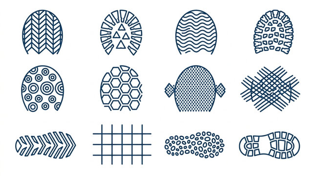 Collection of Shoe Sole Tread Patterns and Designs.