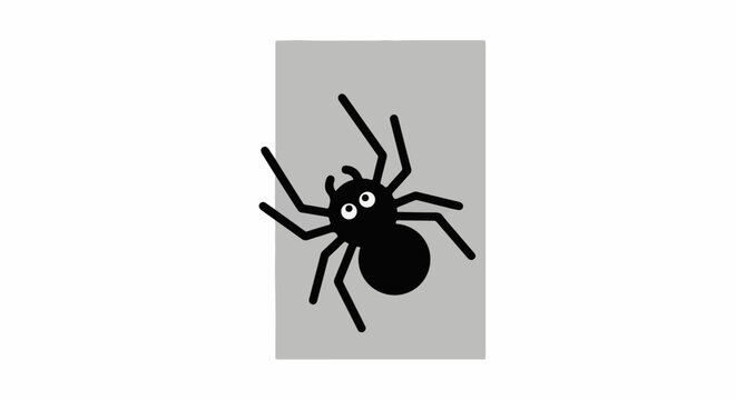 A cartoon spider with wide eyes on a gray background