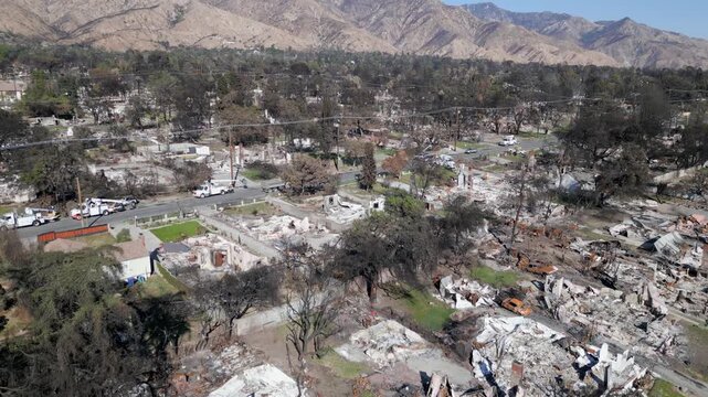 Wildfire Damage in Altadena California Drone Aerial View