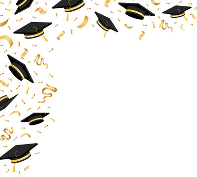 Graduation Caps and Confetti Corner Frame