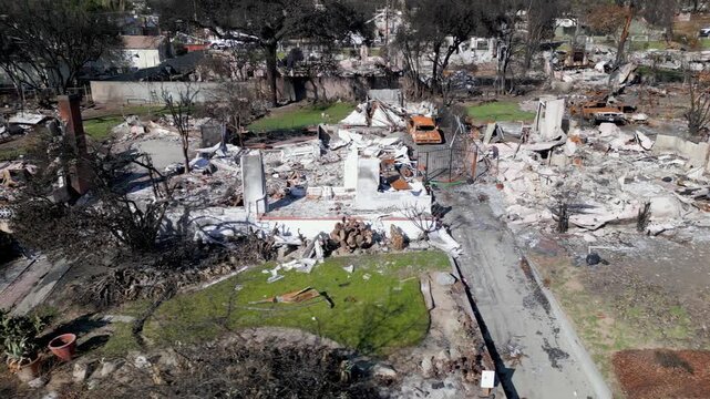 Wildfire Damage in Altadena California Drone Aerial View