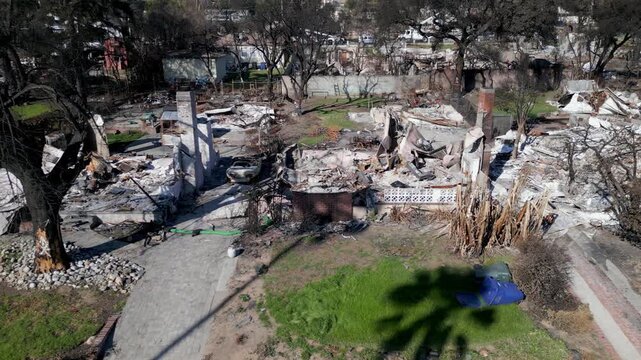 Wildfire Damage in Altadena California Drone Aerial View