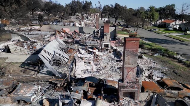 Wildfire Damage in Altadena California Drone Aerial View