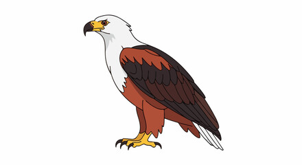 Obraz premium A cartoon depiction of an African fish eagle with white head and chest.
