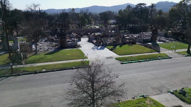 Wildfire Damage in Altadena California Drone Aerial View