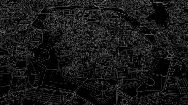 3D looped animation of city - Lucca Italy