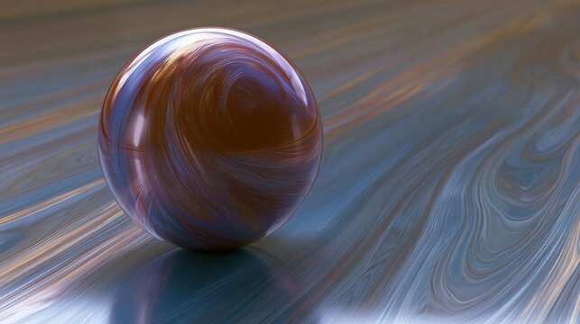 Close-up of a spherical object, which appears to be a sphere or a ball, resting on a surface. the sphere is spherical in shape and has a smooth, shiny surface.