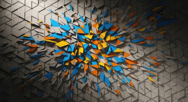 Geometric Abstract Wall Art With Triangular Patterns