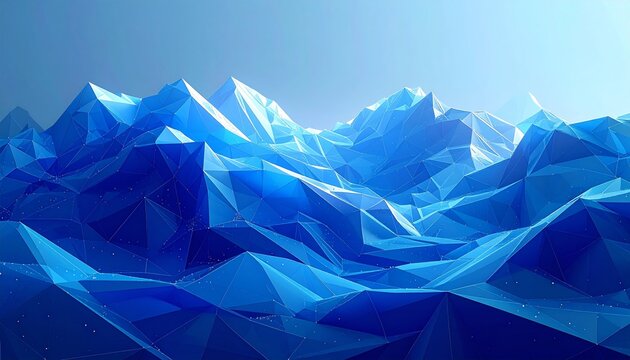 An abstract blue vector background featuring a geometric pattern of triangle shapes that create a crystal ice texture and modern origami paper style design for a wallpaper illustration