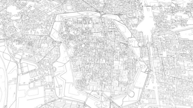 3D looped animation of city - Lucca Italy