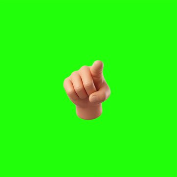 3D cartoon hand pointing forward with 'You Are The Best' text pop up on green screen, 3D claymorphism finger pointing at camera, chroma key animation