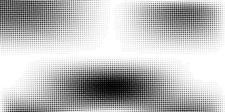 Black white halftone. Basic halftone dots effect in black and white color. Polka dot pattern. Halftone effect. Dot halftone. Background with monochrome dotted texture.