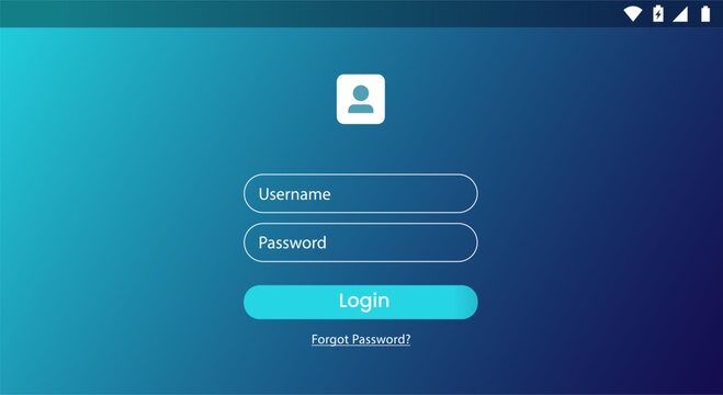 Modern UI login screen template with neon gradient background for mobile app