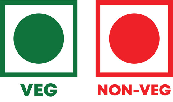 vegetarian nonvegetarian food symbols red symbol green symbol food classification. veg,  non-veg, 