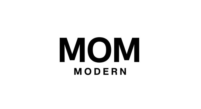 MOM MODERN text logo, clean typography, black and white design