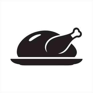Roasted Turkey Chicken Icon, Holiday Meal Poultry Dish