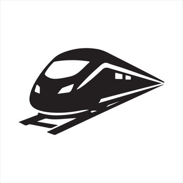 High Speed Train and Bullet Train Icon, Modern Railway Transport Symbol for Transit, Travel and Public Transportation System Concept

