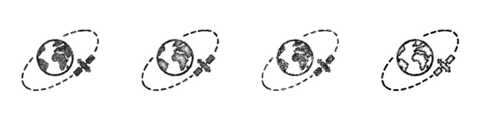 Black and white sketch orbital path icon design set © David Zydd