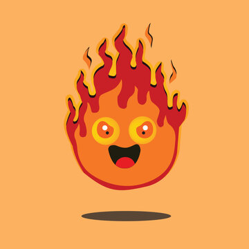 cute fire emoji cartoon vector illustration