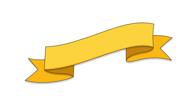 Blank Yellow Ribbon Banner, Empty Scroll, Copy Space for Text, Graphic Element
