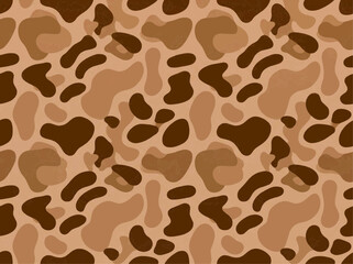 Naklejka premium Liquid organic camo pattern, seamless military style, brown and tan, textile backdrop