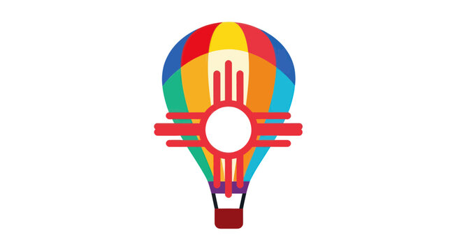 Rainbow Hot Air Balloon with Zia Symbol
