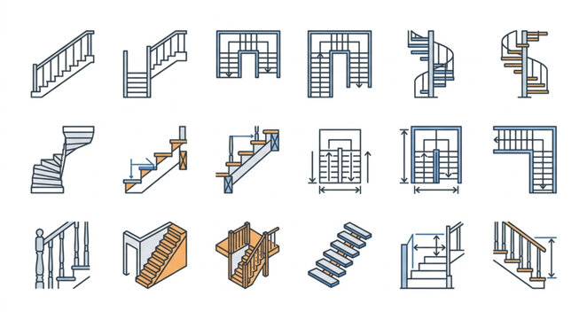 Collection of Architectural Staircase Designs and Blueprints.