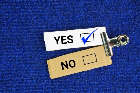 Two answer choices YES and NO. YES choice. Choosing YES means an affirmative response, agreement, or confirming the truth of a statement.