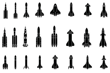 Space Rocket and Shuttle Silhouettes for Aerospace Design © Zainatun