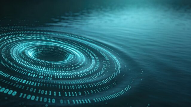 Serene cyan binary whirlpool calm flowing lake