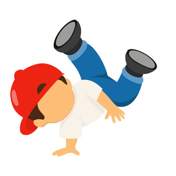 Breakdancing boy in dynamic action pose illustration