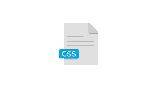 CSS Web Code File Format Icon Animation Isolated on White and Green Screen 4K