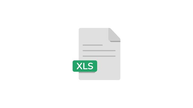 Animated XLS Spreadsheet Data File Icon Isolated on White and Green Screen 4K