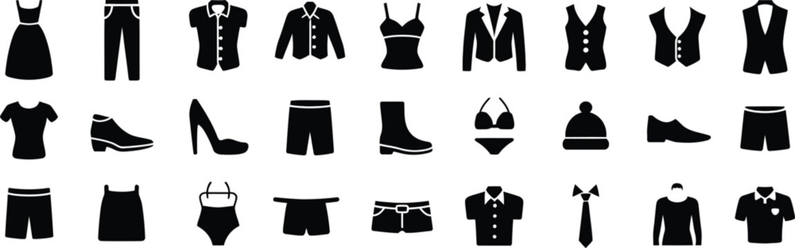 Black silhouette collection of diverse human activities and professions black silhouettes standing