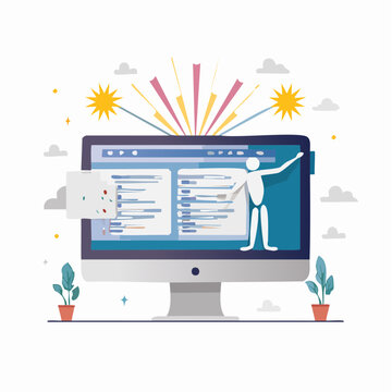 Programmer and Computer Screen with Code
