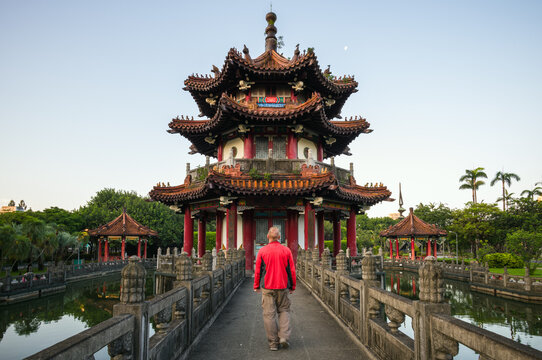 Man walking near pavilion, Taipei, Taiwan