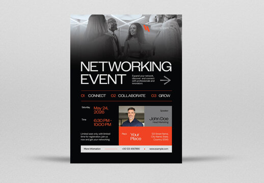 Black Modern Networking Event Flyer Set