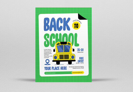 Green Flat Design Back To School Flyer
