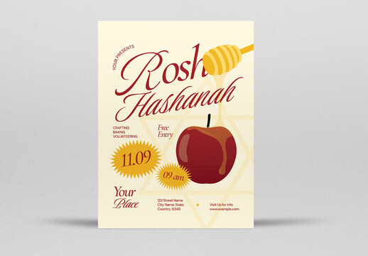 Red and Yellow Quirky Rosh Hashanah Flyer