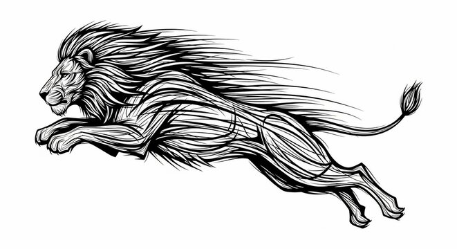 Lion leaping illustration